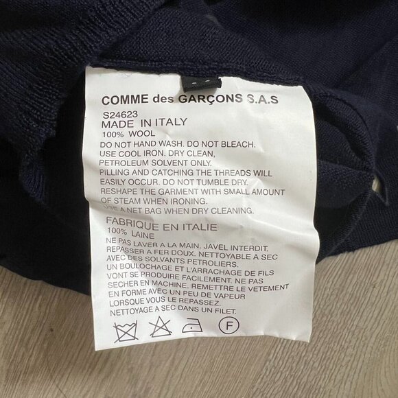 Comme des Garcons Woman Polka Dot Design Sweater Cardigan Blue Size M Rare Wool - Picture 4 of 6